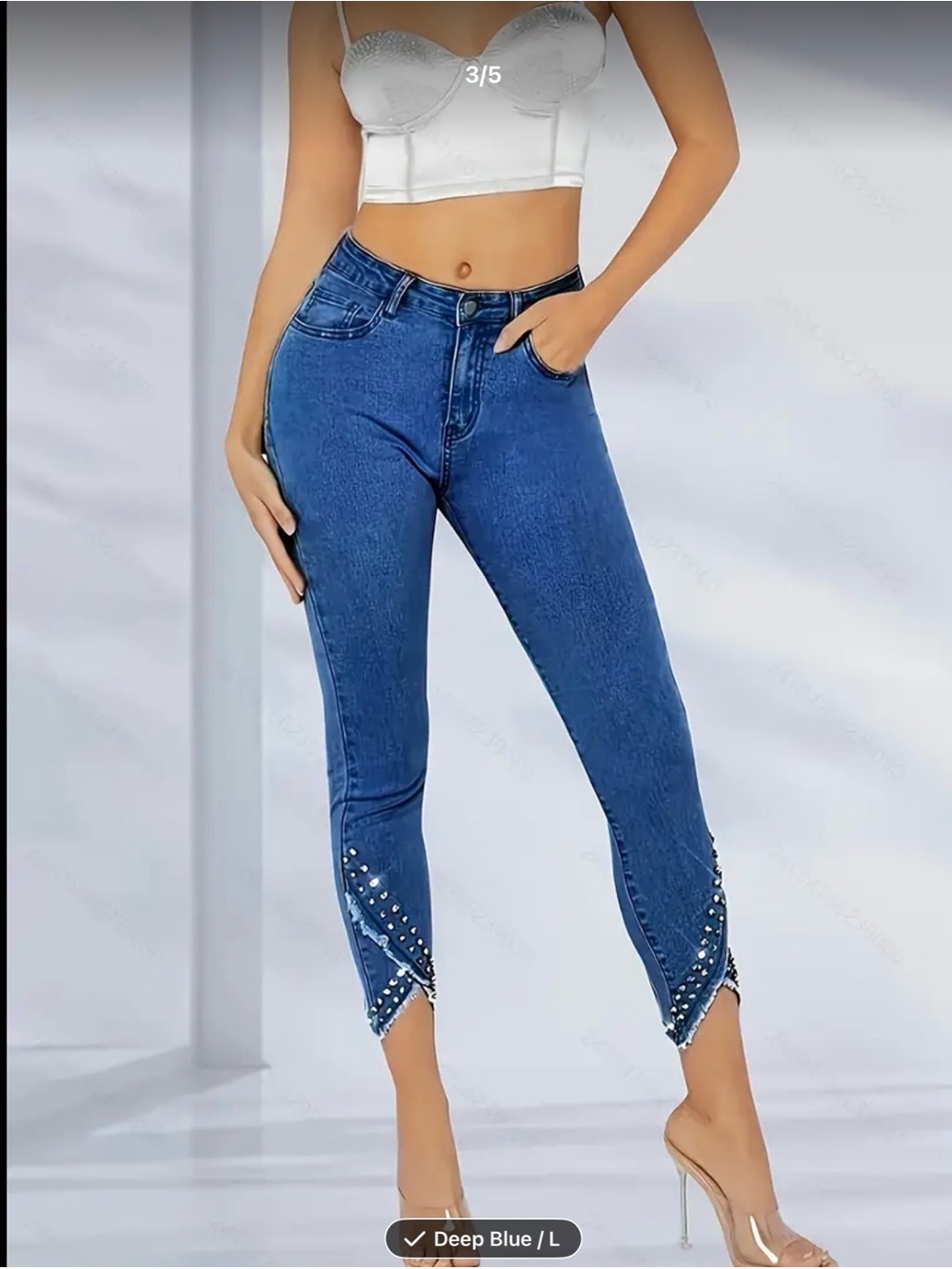 New *Never Worn —2 for 1 —1 Blue & 1 Black Skinny Jeans with Gem Detail